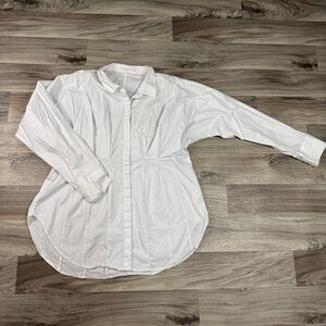 Good American Dart Poplin White Button Up Long Sleeve Shirt Size 5 2XL